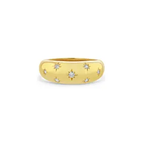 14k Scattered Star Set Diamonds Small Aura Ring