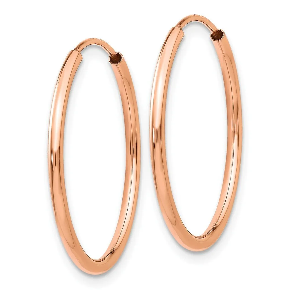 1.5mm x 22mm 14k Rose Gold Polished Endless Tube Hoop Earrings