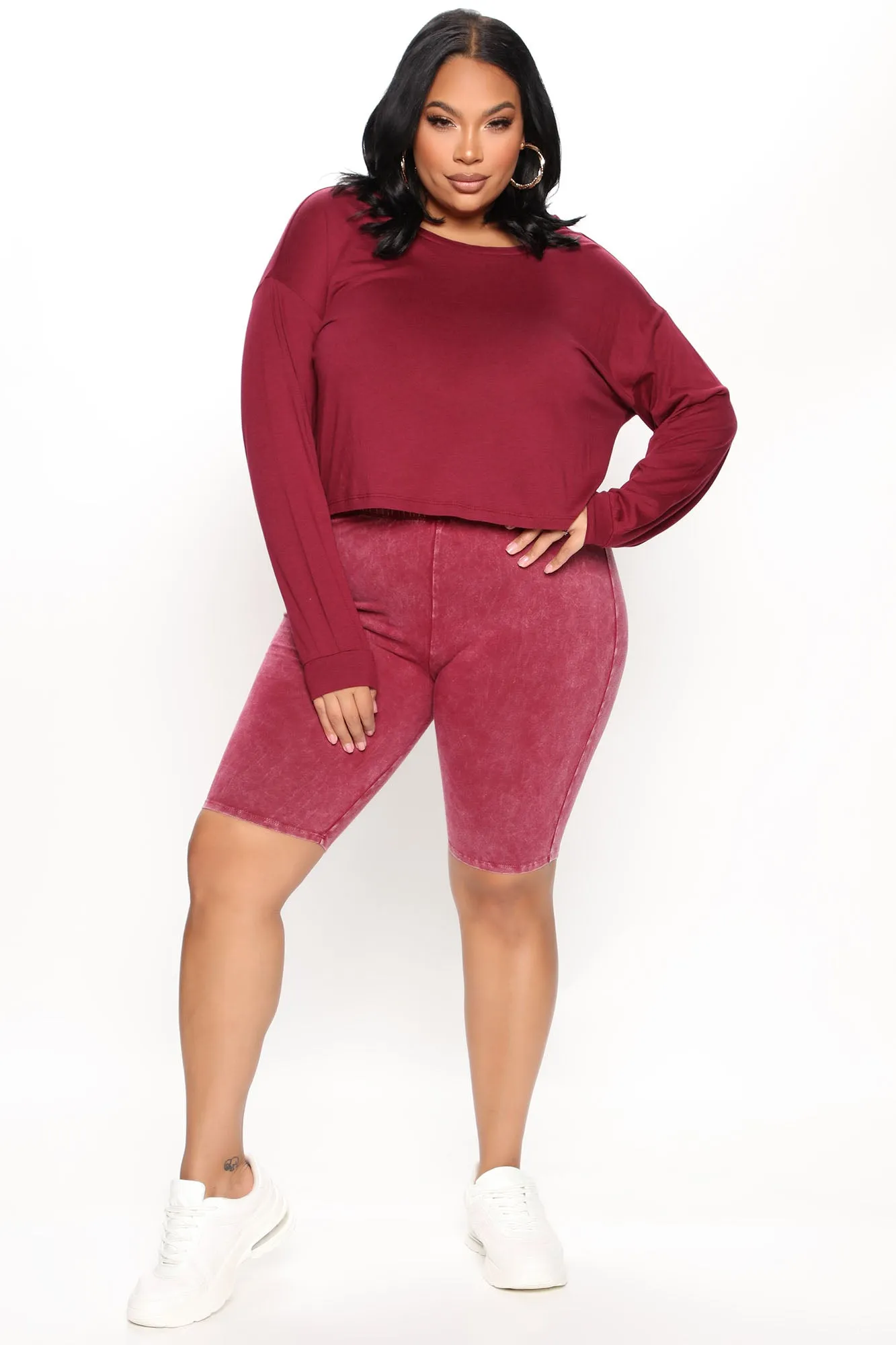 A Different Kinda Baddie Biker Short - Burgundy