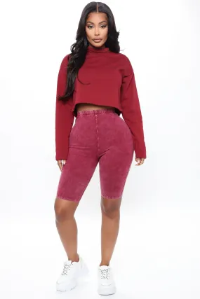 A Different Kinda Baddie Biker Short - Burgundy