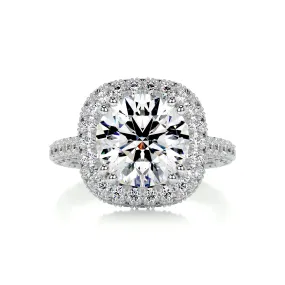 Ava Moissanite & Diamonds Ring   (4.2 Carat) -14K White Gold (RTS)