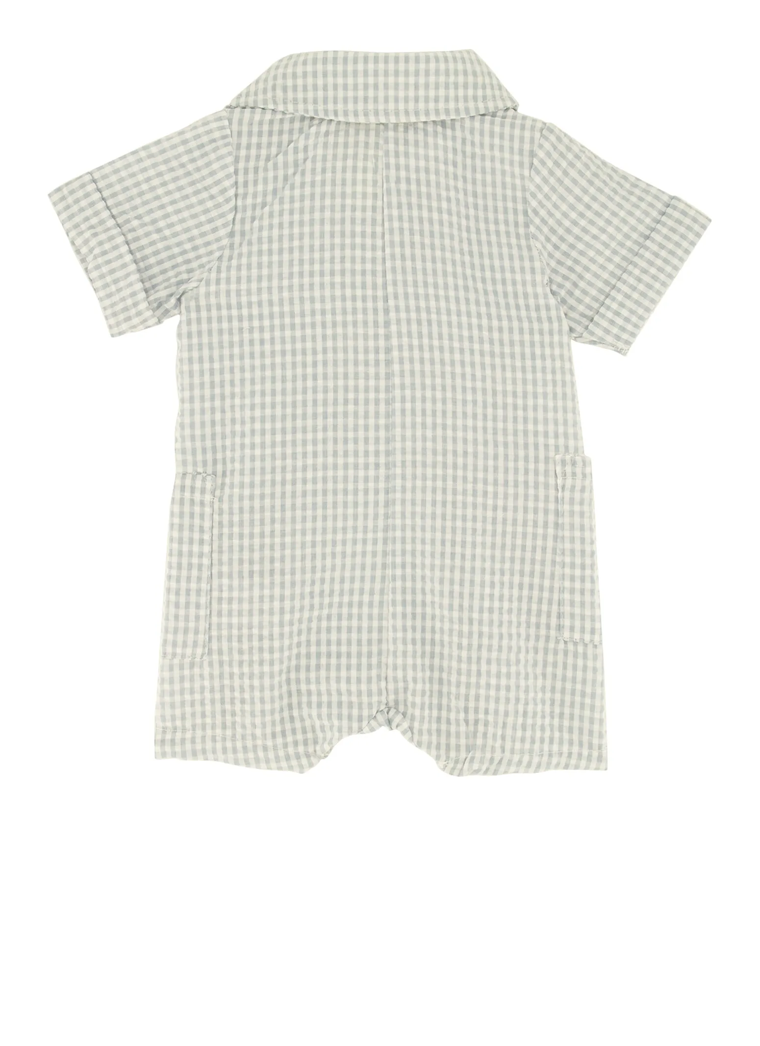 Baby Boys 0-9M Gauze Knit Gingham Print Romper with Bucket Hat