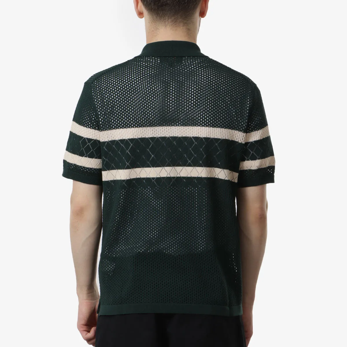 Beams Plus Knit Polo Mesh Stripe Shirt