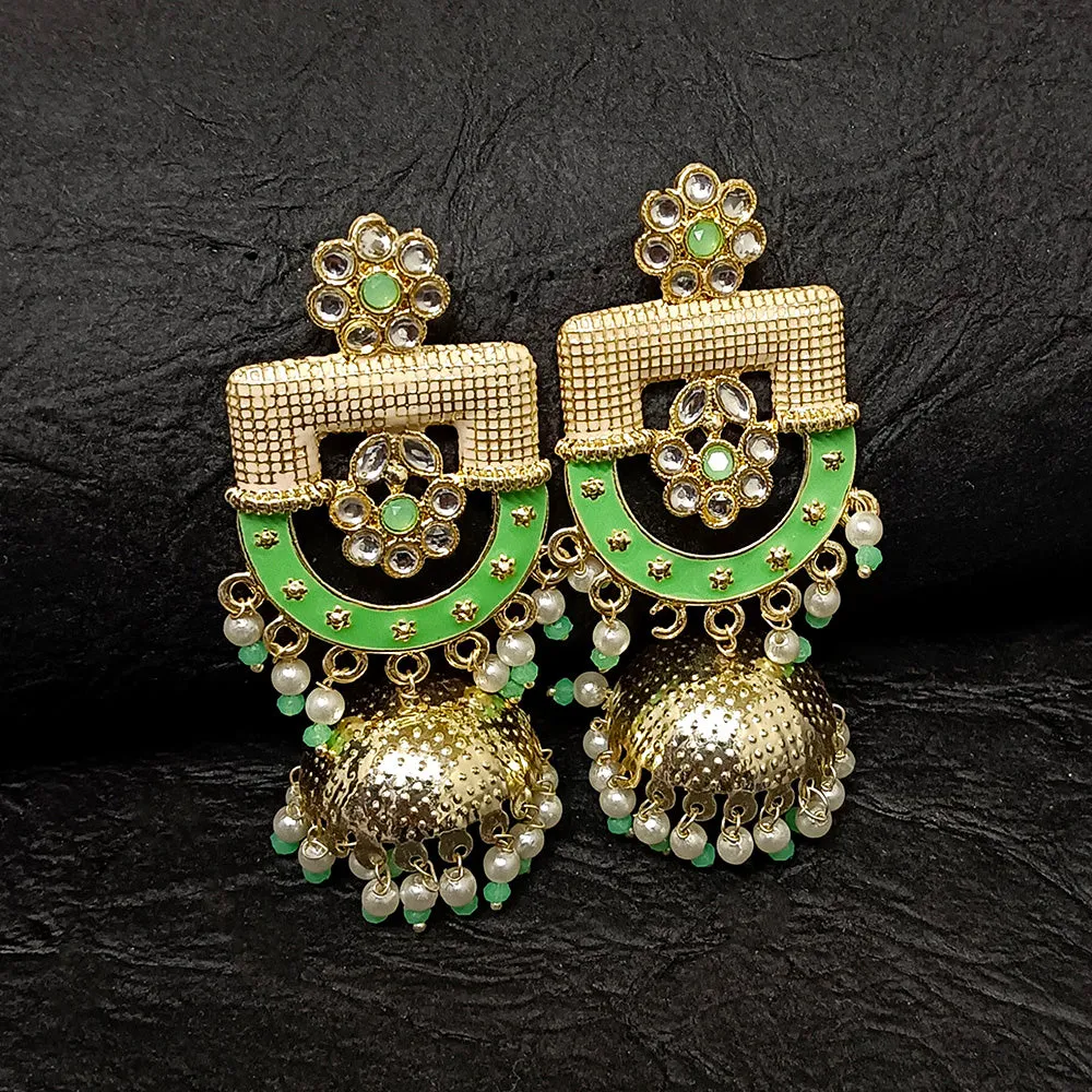 Bhavi Jewels Gold Plated Meenakari Jhumki Earrings