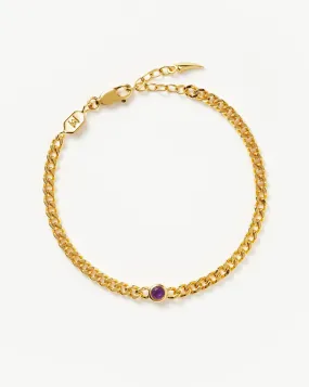 Birthstone Chain Bracelet - February | 18ct Gold Plated Vermeil/Amethyst