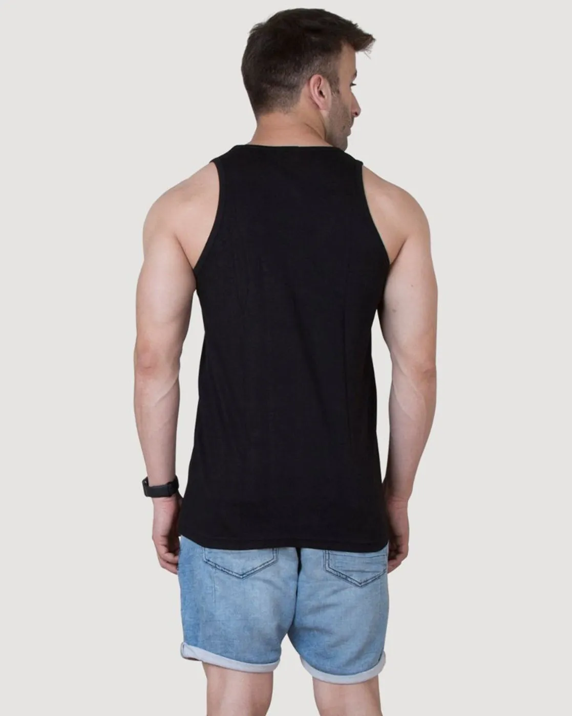 Black Newyork Printed Gym Vest