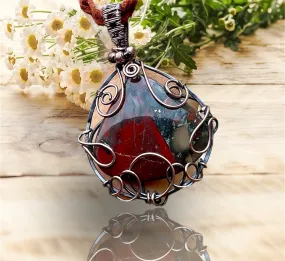 Bloodstone Wire Wrapped Pendant