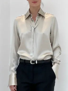 C1402HCA Silk satin pussy bow blouse