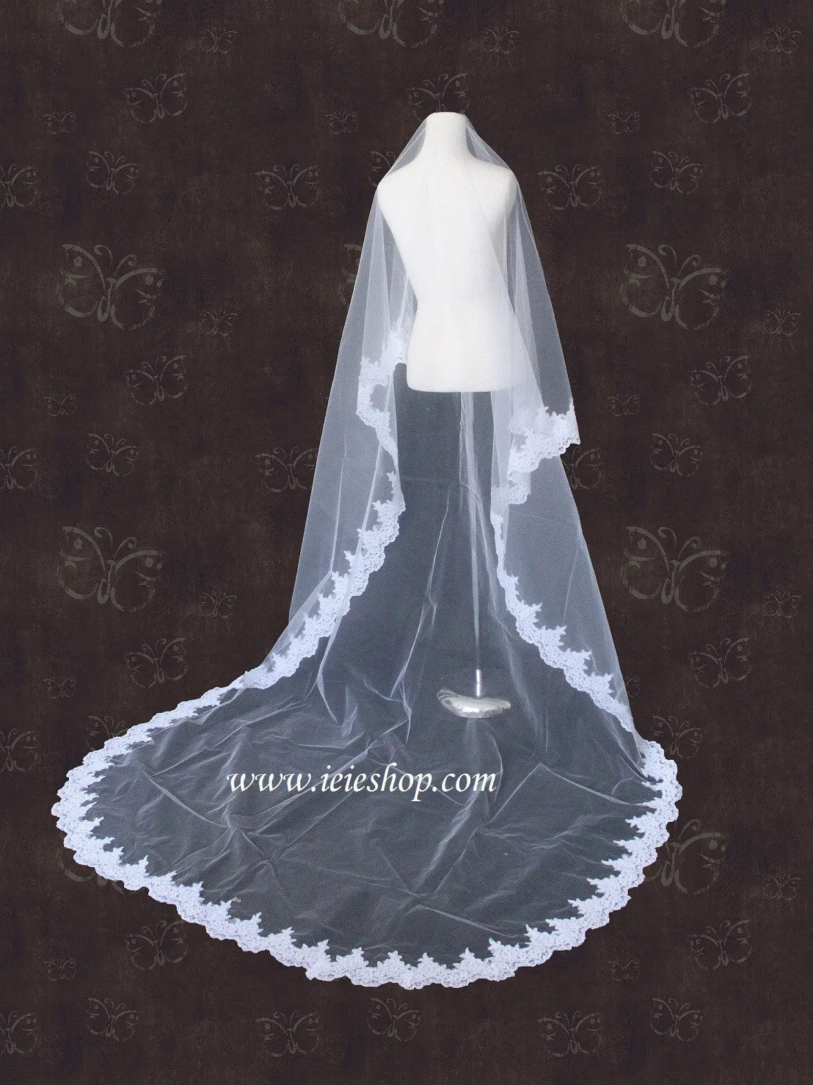 Cathedral Length Lace Mantilla Wedding Veil VG1001