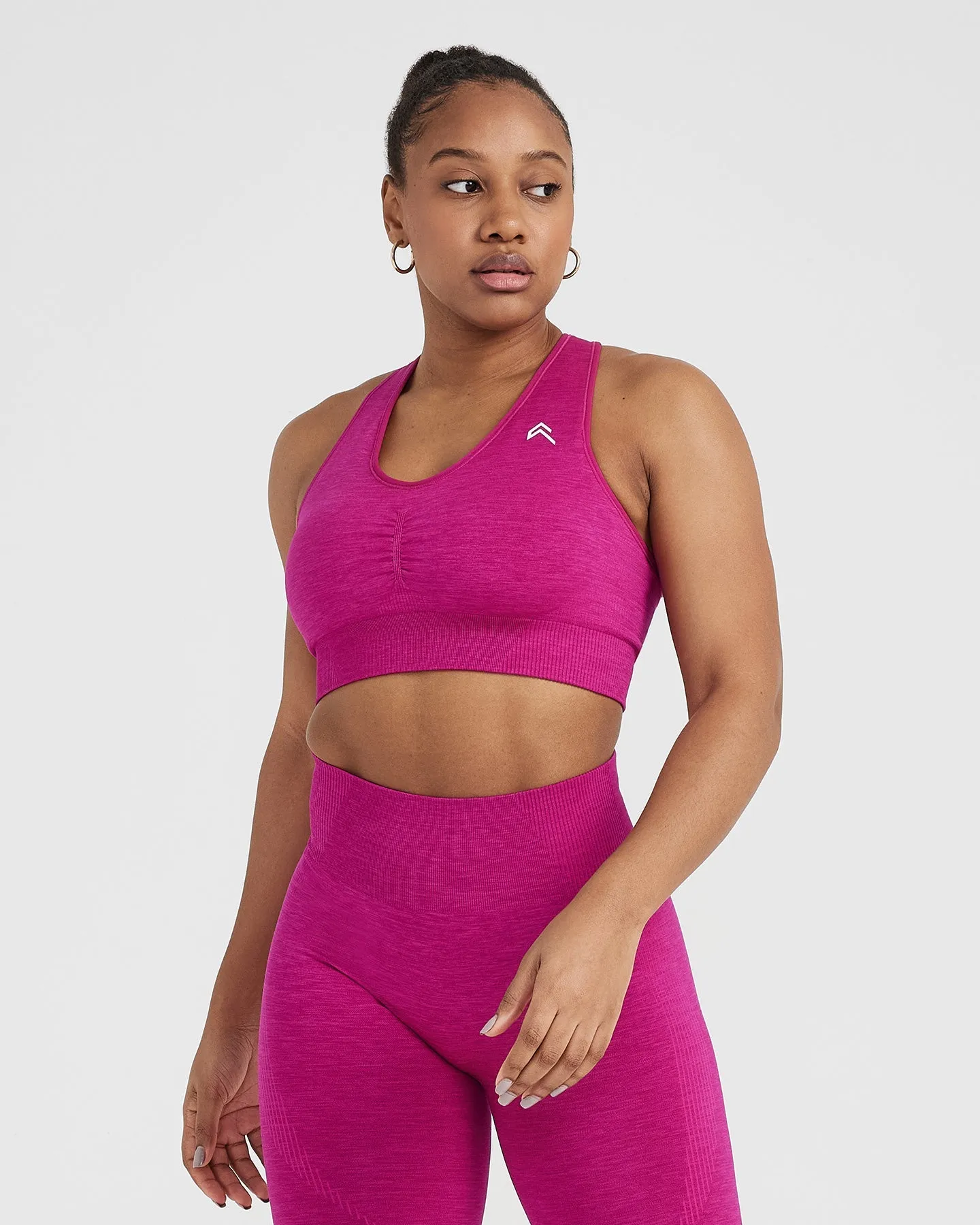 Classic Seamless 2.0 V-Neck Bralette | Fuchsia Marl