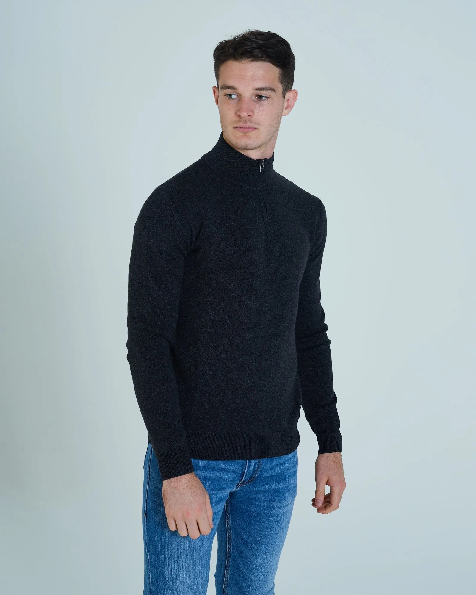 Colin Half Zip Black Melange