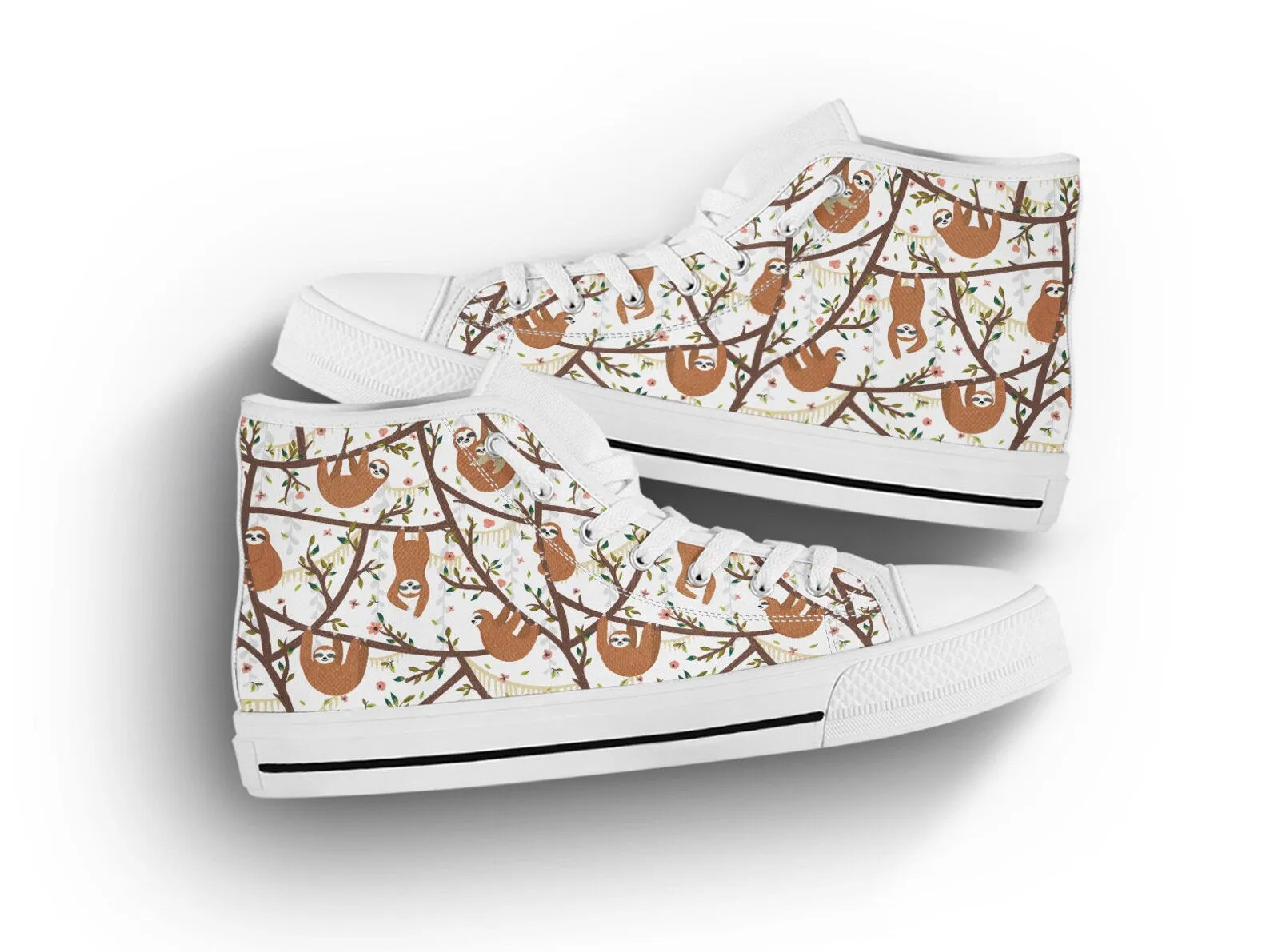 Funny Sloth Shoes Sloth Sneakers Cute Shoes Sloth Lover Gifts Custom High Top Converse Style Sneakers For Adults Women & Men