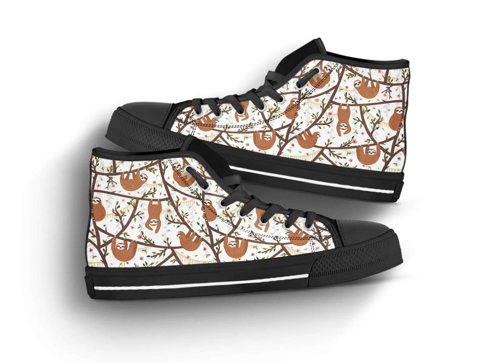 Funny Sloth Shoes Sloth Sneakers Cute Shoes Sloth Lover Gifts Custom High Top Converse Style Sneakers For Adults Women & Men