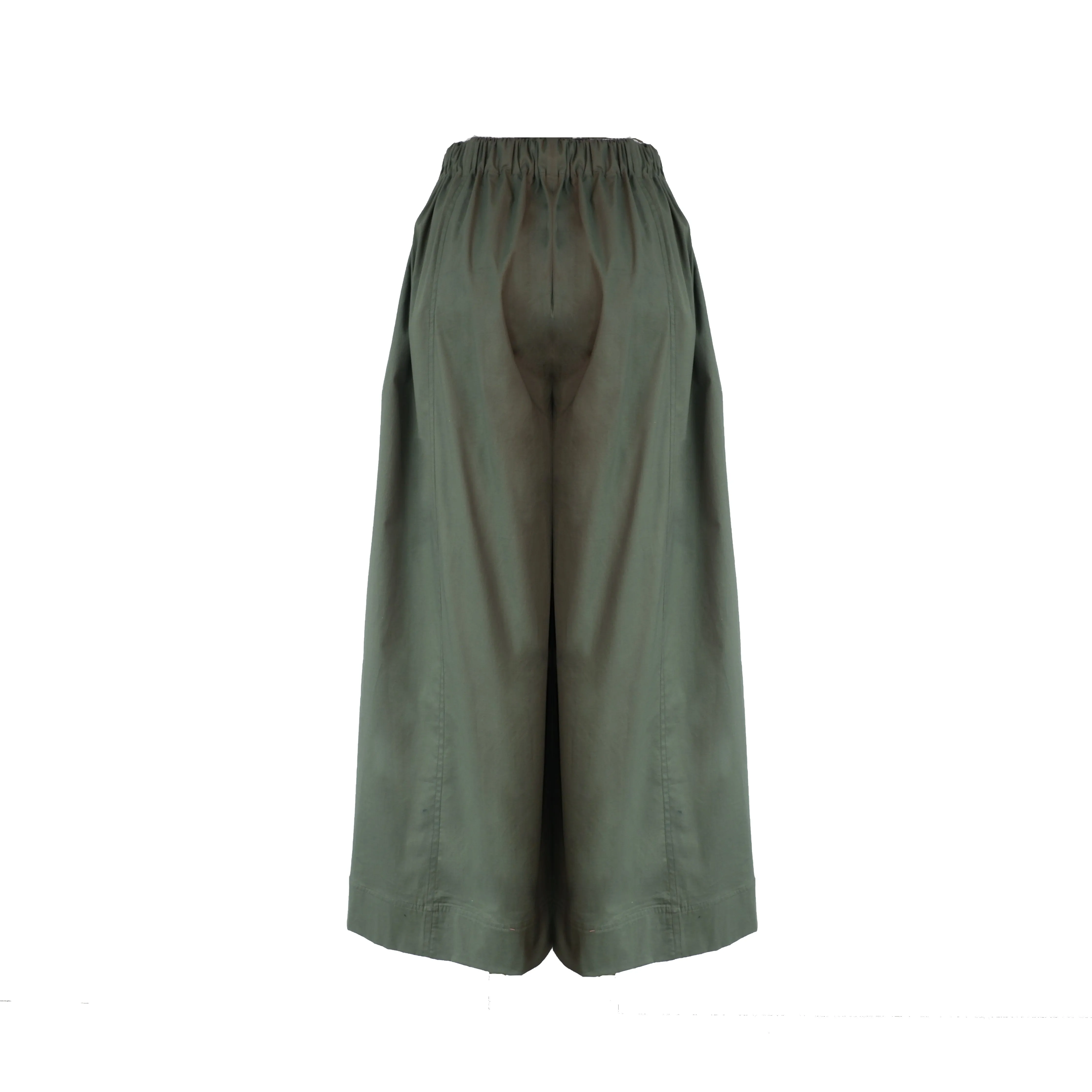 Khaki Cotton Wide-Leg Pant