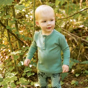 long sleeve basic henley tee | hedge | organic cotton wide rib