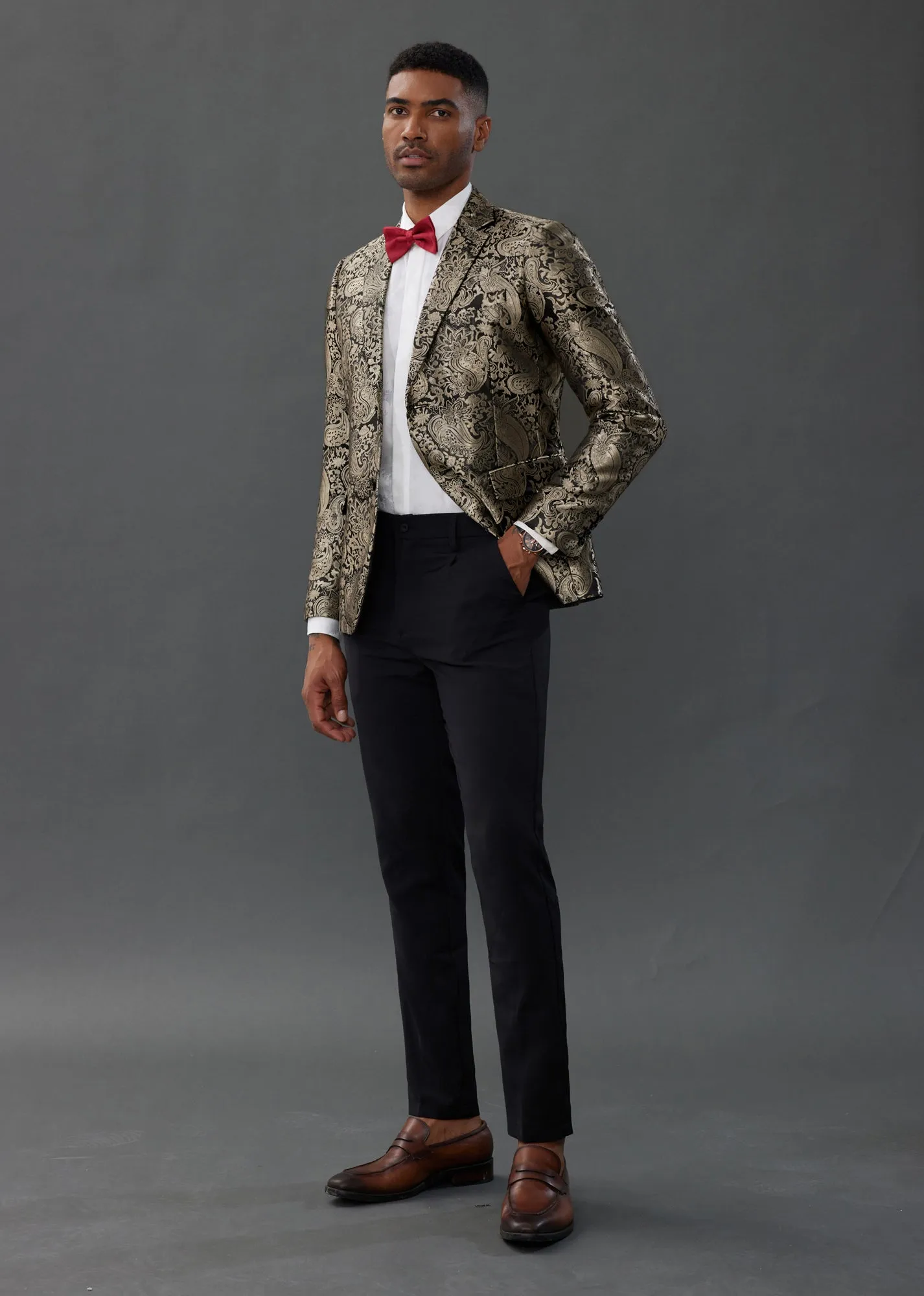 Mens Floral Tuxedo Two Buttons Jacket Paisley Suit Blazer Jacket for Dinner Prom