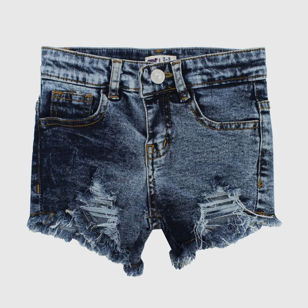 Navy Ripped Jean Shorts