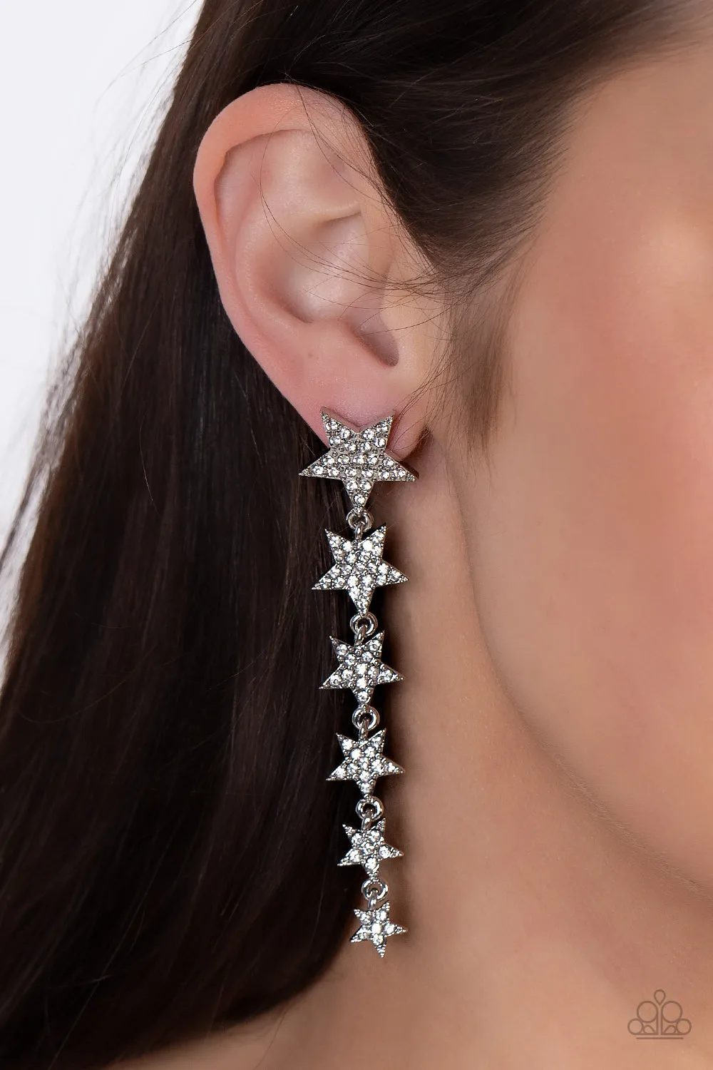 Paparazzi Americana Attitude - White Star Earrings