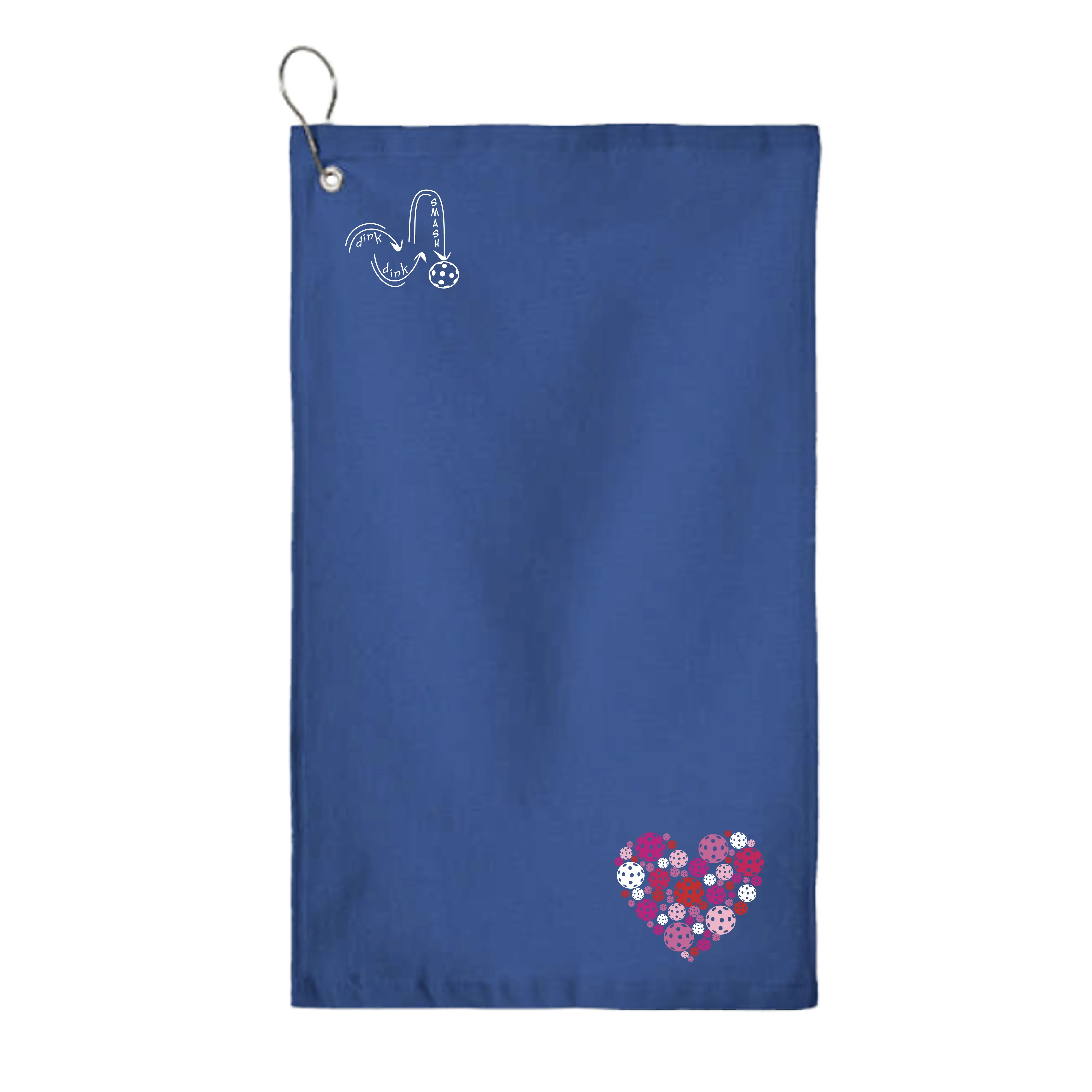 Pickleball Heart | Pickleball Court Towels | Grommeted 100% Cotton Terry Velour