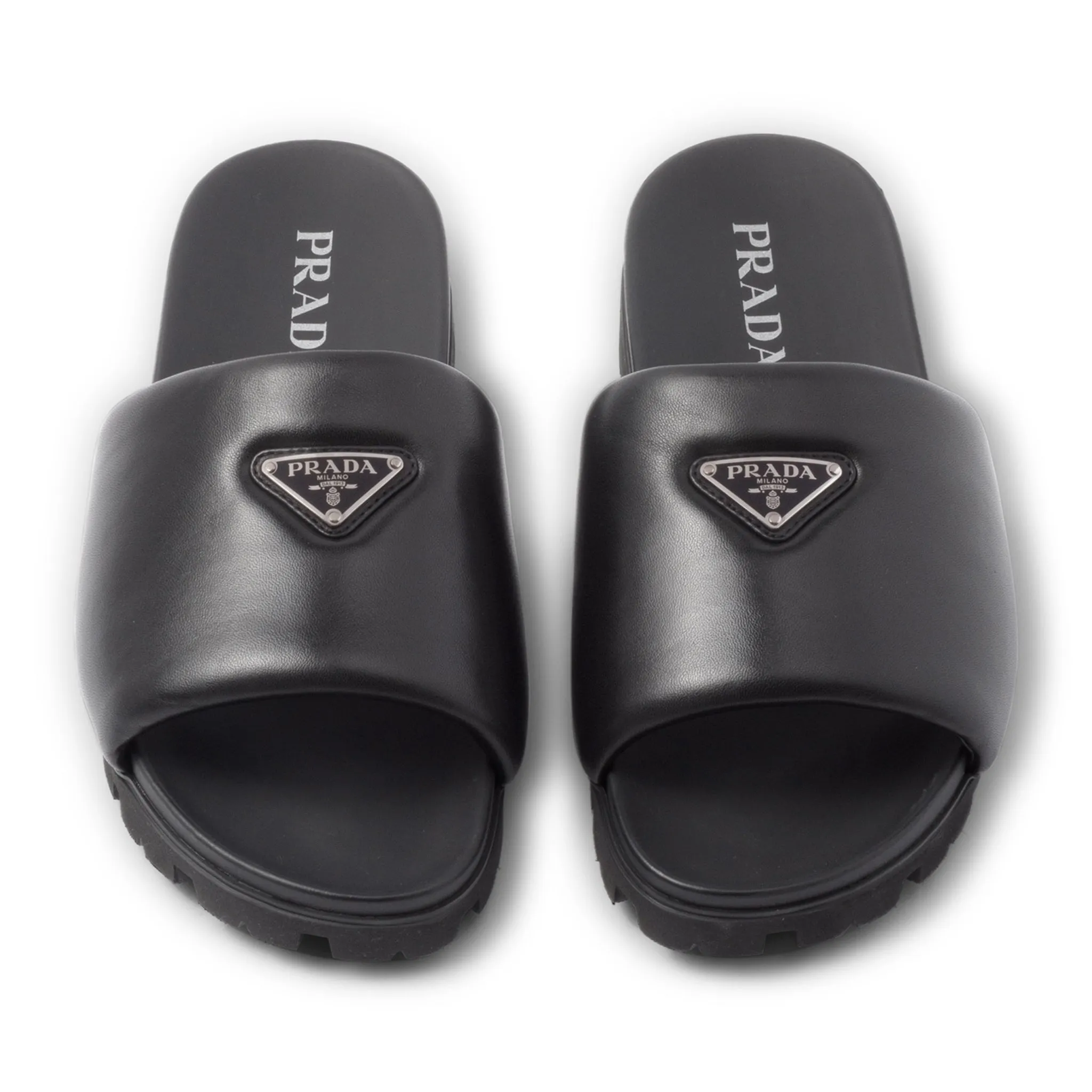 Prada Nappa Leather Slides Black