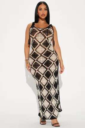 Rachel Crochet Maxi Dress - Taupe/combo