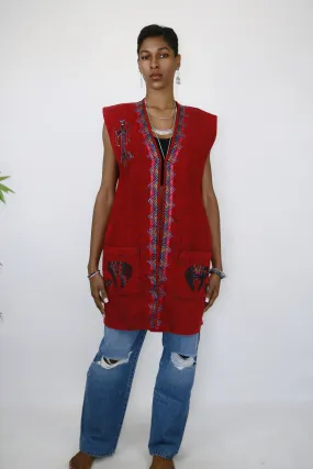 Red Denim Carol Wicher Vintage Vest