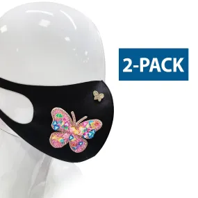 Reusable Fashion Face Mask high Quality Butterfly 2-PACK