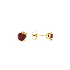 Round Garnet 5mm Stud Earrings in 14K Yellow Gold