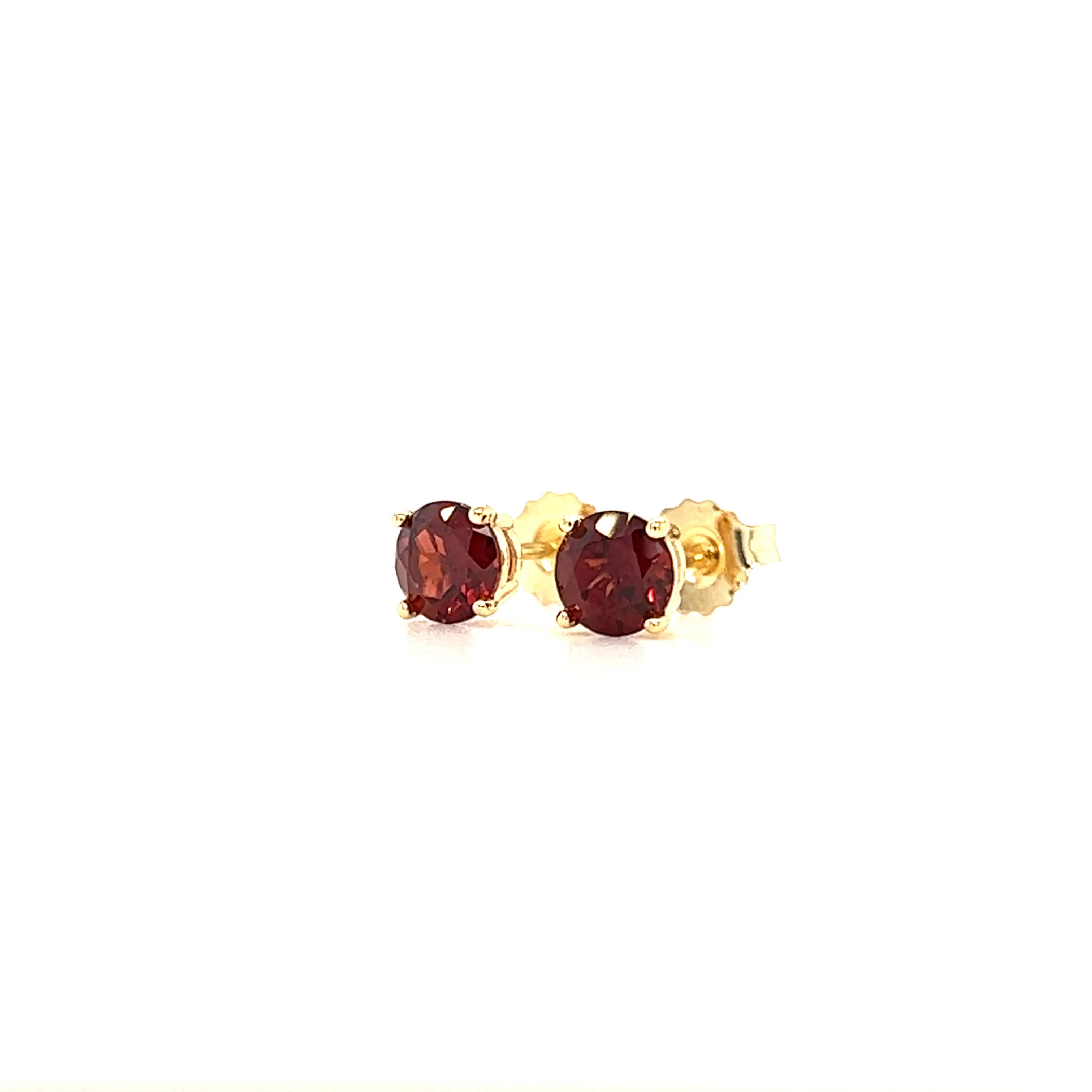 Round Garnet 5mm Stud Earrings in 14K Yellow Gold