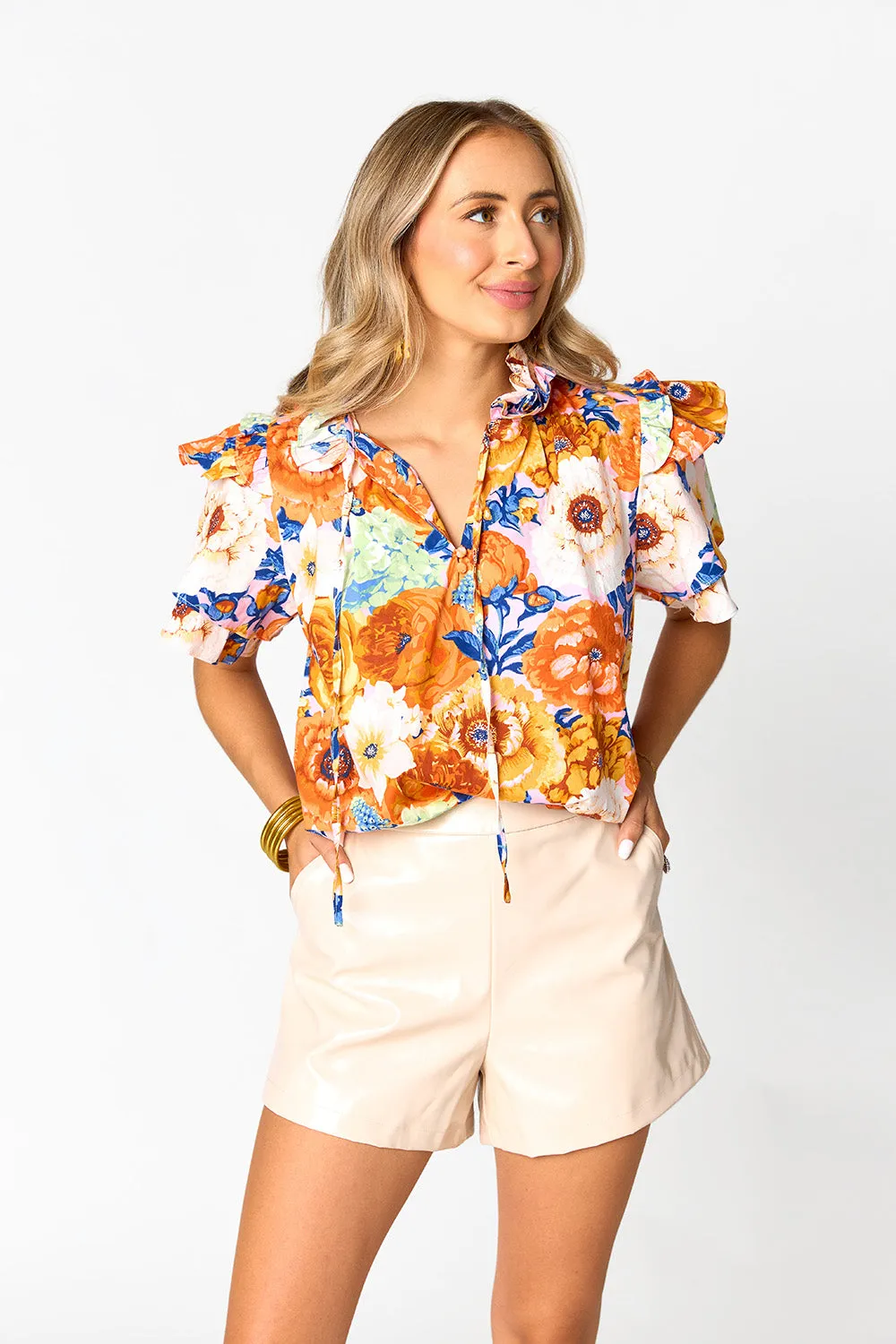 Shauna Ruffle Shoulder Top - Seeya Later