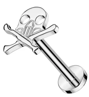 Skull And Crossbones Titanium Threadless Labret