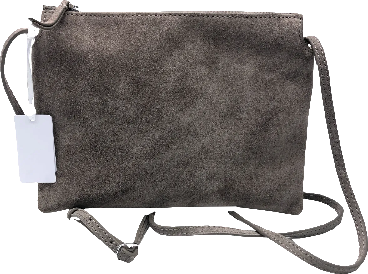 The White Company Grey Double Pouch Suede Crossbody Bag One Size