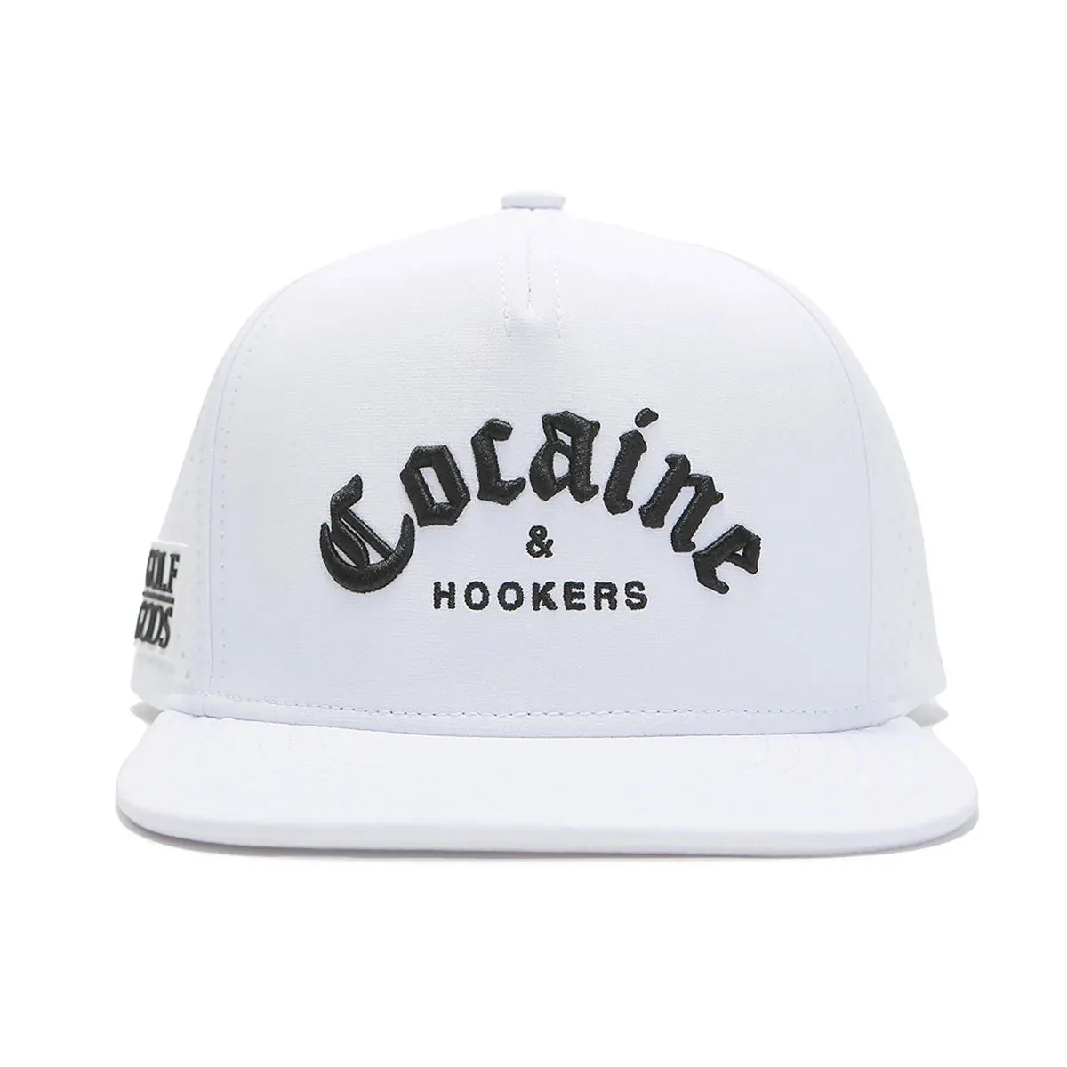 TOUR PRO Cocaine & Hookers Golf Hat in White with Flat Brim