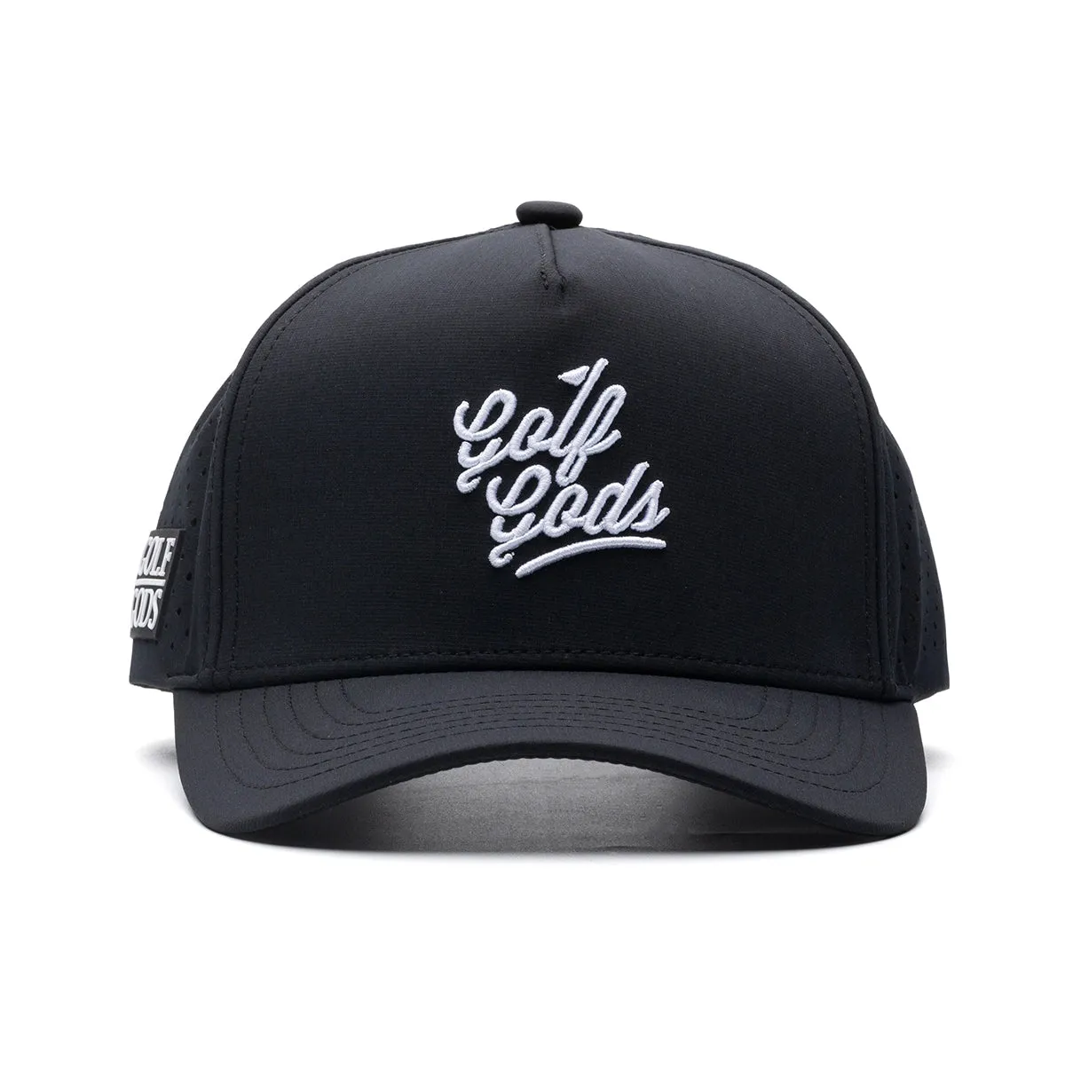 TOUR PRO Golf Gods Script Golf Hat in Black with Curved Brim