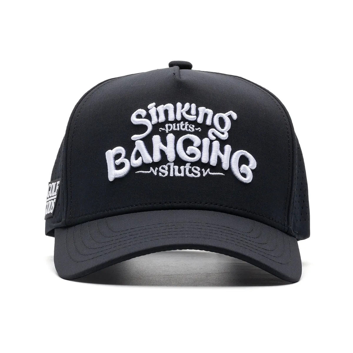 TOUR PRO Sinking Putts & Banging Sluts Golf Hat in Black with Curved Brim