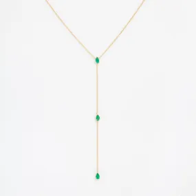 Triple Pear Emerald Lariat Necklace