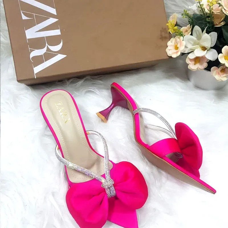 Velvet Bow Tie Court Shoes for Women