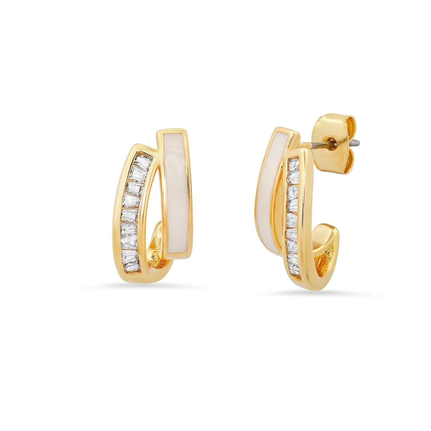 Vintage Style Channel Set CZ and Enamel Earrings