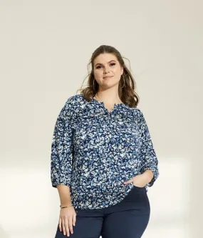 Zhenzi small Navy floral print top