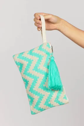 Zig Zag Pouch Bag Aqua