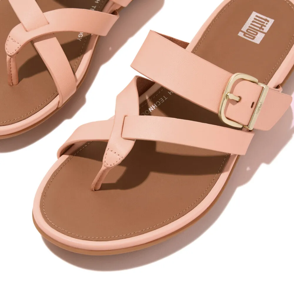 รองเท้าแตะแบบหูหนีบ ผู้หญิง รุ่น GRACIE BUCKLE LEATHER STRAPPY TOE-POST SANDALS